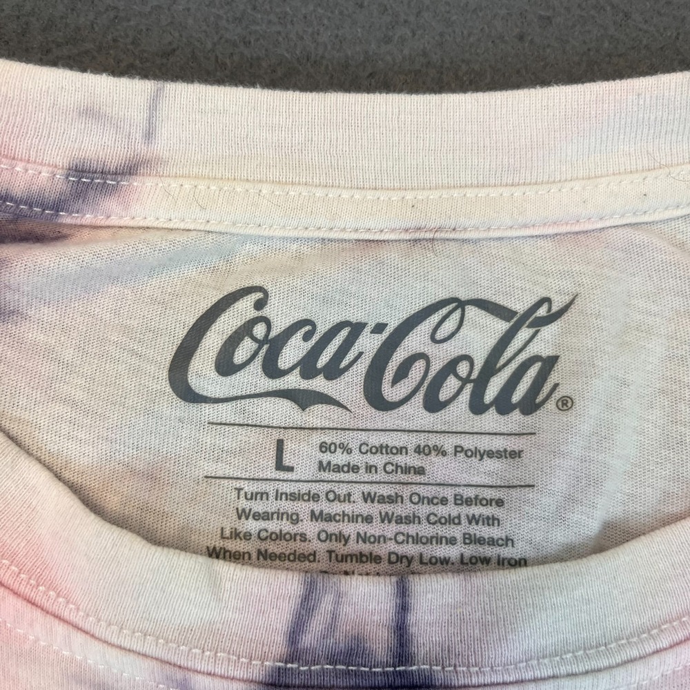 Coca Cola Shirt Womens Large Tie Dye Tee Cotton Long Sleeve Coke Logo Xmas - Picture 3 of 10